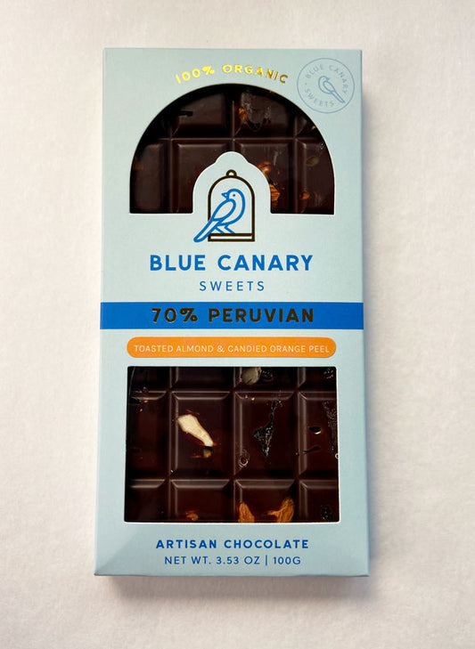 70% Peruvian Dark Chocolate | Toasted Almonds & Candied Orange Peel image 0